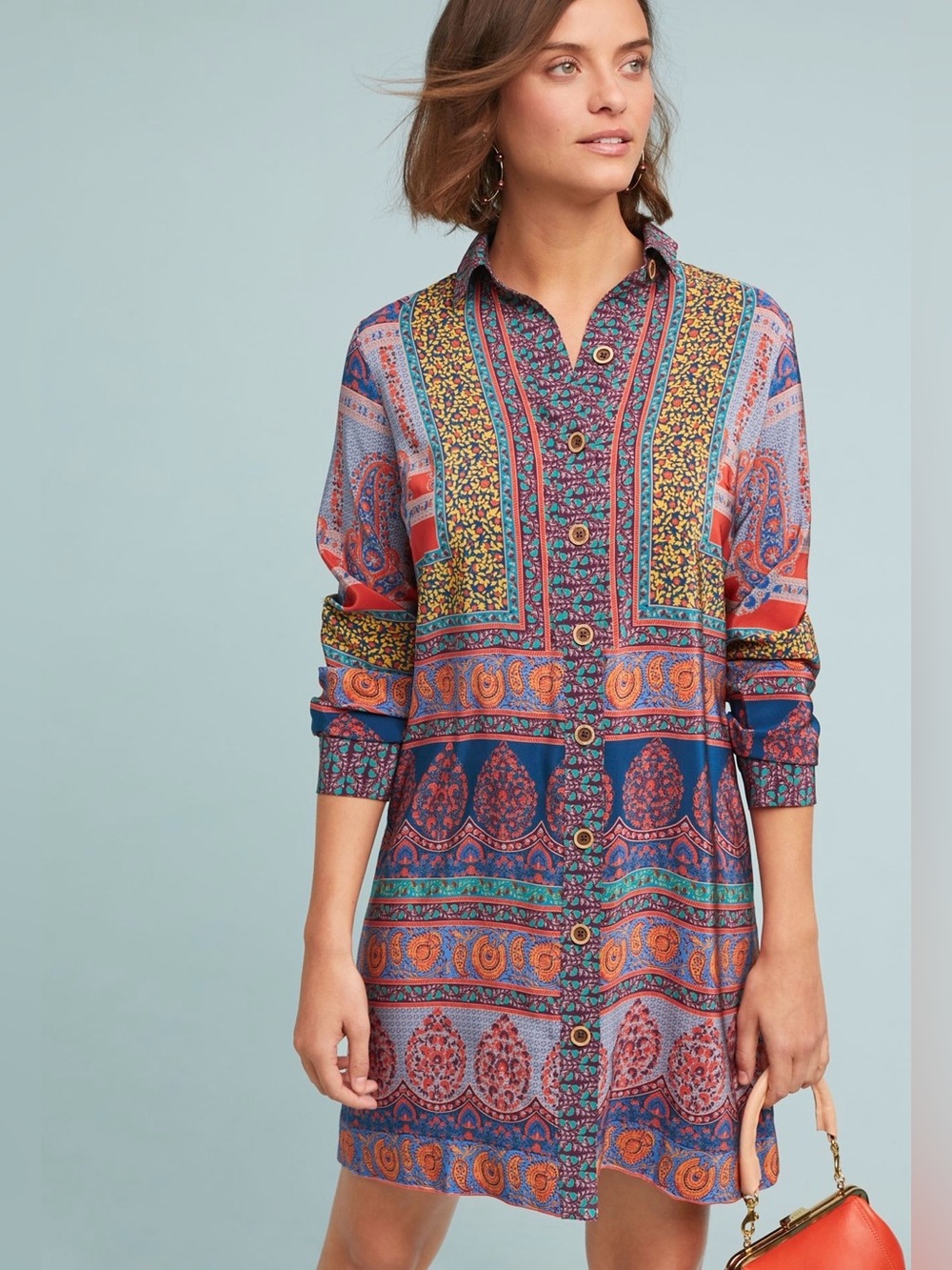 ❤️ Anthropologie Casablanca Silk Shirtdress Paisley Multi Color Size 24W